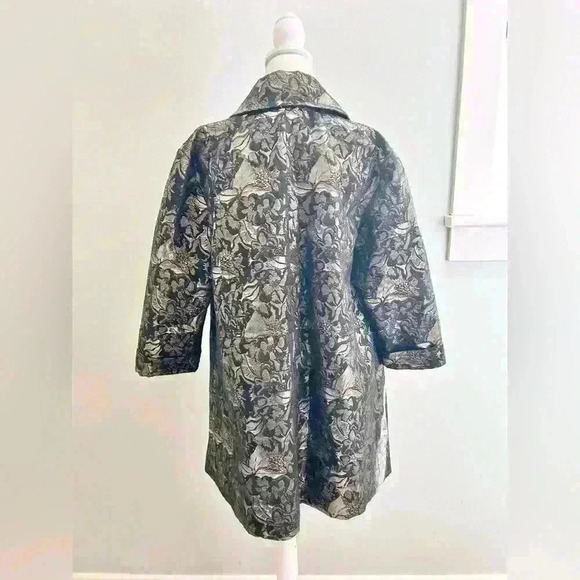 Lane Bryant Plus Size Jacquard Gold Black Midi Length Double Breasted Blazer - Picture 7 of 10